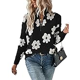 SOLY HUX Women's Quarter Zip Floral Sweaters Long Sleeve V Neck Casual Pullover Going Out Sweater Tops