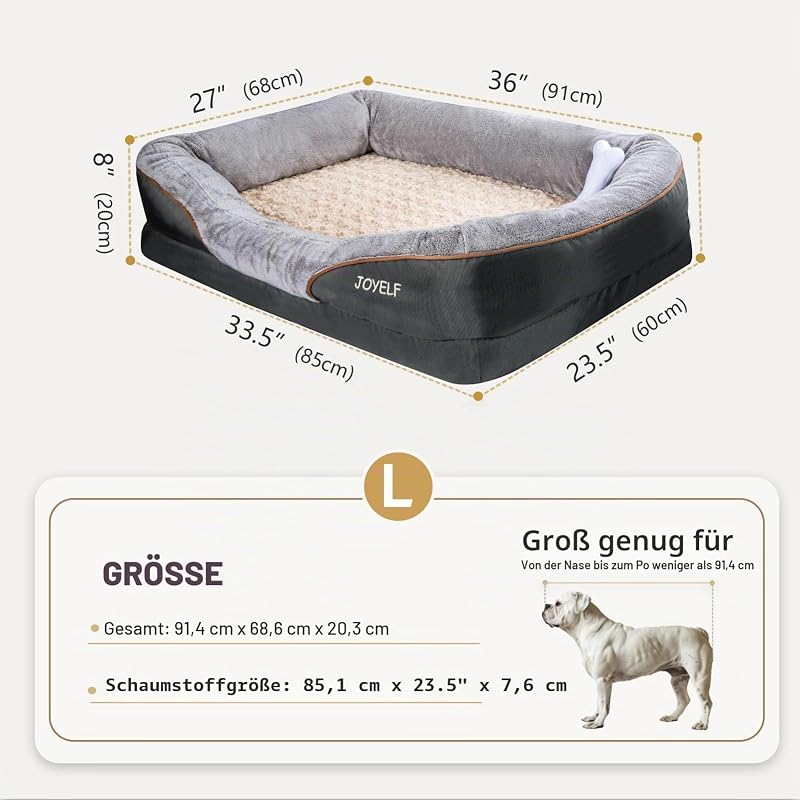 Großes Hundebett Memory Foam orthopädisches Hundebett & Hundesofa mit abnehmbarem waschbarem Bezug und Quietschspielzeug als Geschenk