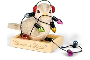 Enesco Heart of Christmas Tangled in Lights Bird Figurine, 1.77 Inch, Multicolor