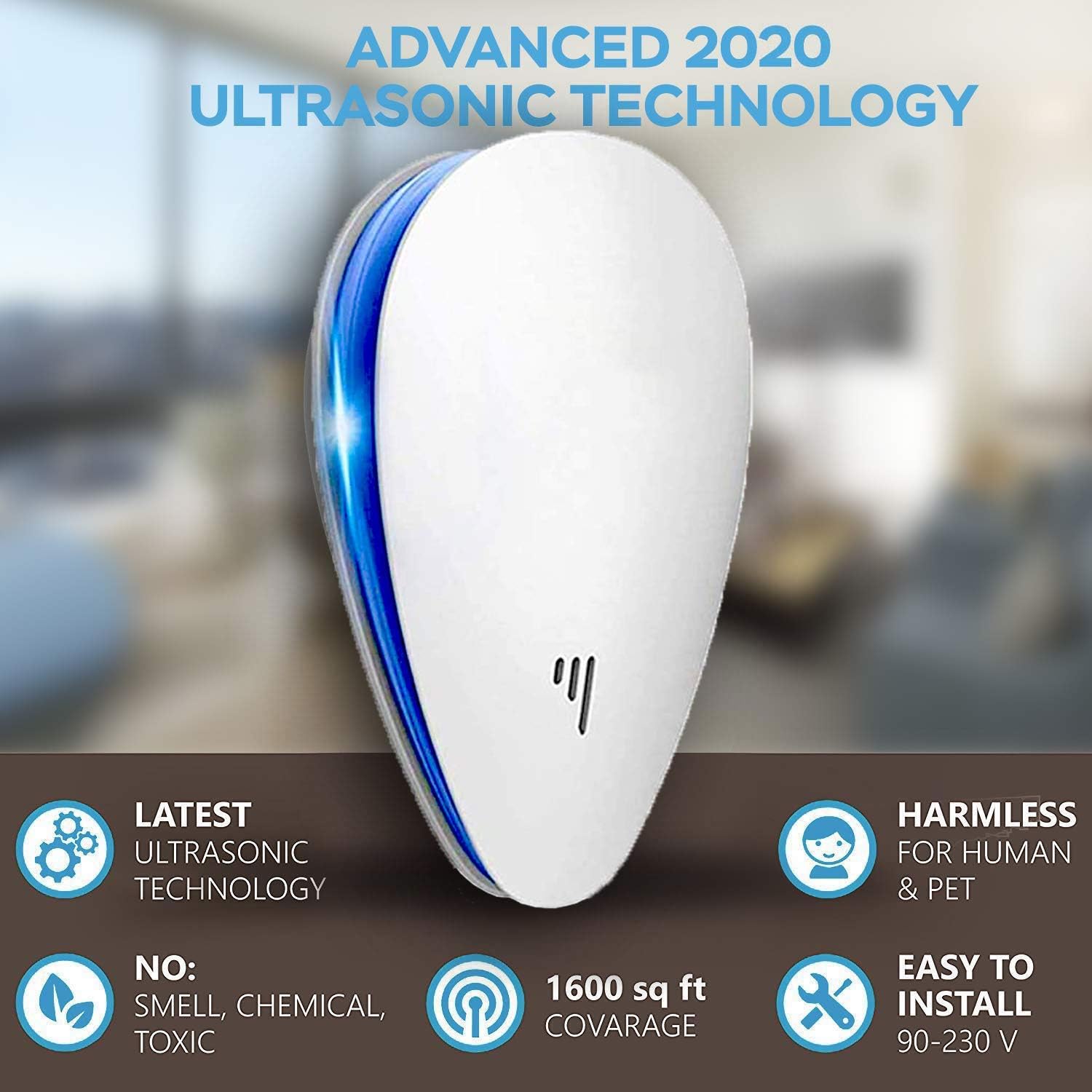 Ultrasonic Pest Repeller(6 Pack), 2020 Pest Control Ultrasonic Repellent, Electronic Repellant - Bug Repellent for Ant, Mosquito, Mice, Spider, Roach, Rat, Flea, Fly: Office Products
