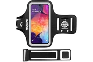 Galaxy A56,A55,A54, A34, A35, A15 Armband, BUMOVE Gym Running Workouts Sports Phone Arm Band for Samsung Galaxy A53 A32 A14 A13 A12 with Card Holder (Black)