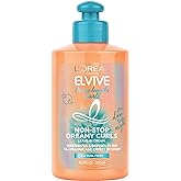 L'Oreal Paris Elvive Dream Lengths Curls Non-Stop Dreamy Curls leave-in conditioner, Paraben-Free with Hyaluronic Acid and Castor Oil. Best for wavy hair to coily hair, 10.2 fl oz