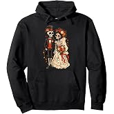 Dia de los Muertos Bride and Groom Sugar Skull Couple Pullover Hoodie