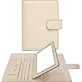 Passport Holder Women, Genuine Leather Passport Wallet RFID Blocking for Men and Women, Passport Cover with Snap Closure Fit for Immunization Record Card Beige