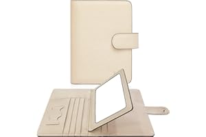 BAPHITY Passport Holder Women, Genuine Leather Passport Wallet RFID Blocking for Men and Women, Passport Cover with Snap Closure Fit for Immunization Record Card Beige