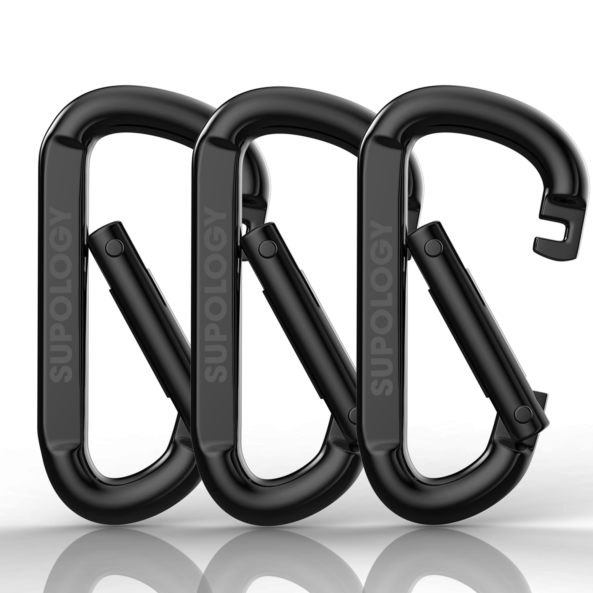 Photo 1 of Heavy Duty Carabiner Clip, Steel Carabiners 1100lbs 3" D Shaped Spring Hook Small Clips for Hammocks, Hiking, Keychains, Outdoors and Gym, Dog Leash and Key Ring (3PCS 3'' Clips)