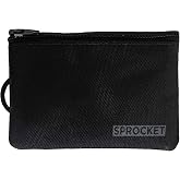 Mini Lightweight Pouch Wallet - Zippered w/Key Ring (Black/Grey)