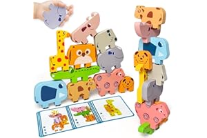 Vaiheng Toys for Toddlers 1-3, Montessori Toys for 1 2 3 Year Old Boys & Girls, Toy Age 2-4 0-2 Kids Baby, 1 2 3 Year Old Girls Boys Gifts, Wooden Animal Blocks Stacking Education Puzzles Toy