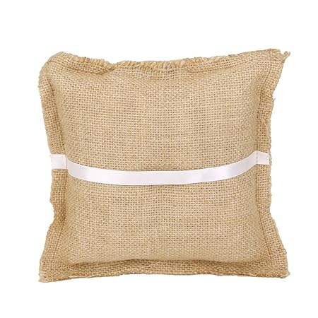Burlap Rustic Hessian Ring Bearer Pillow Cushion Wedding Party 7