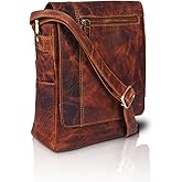 VALENCHI- Genuine Leather Medium Size Crossbody Messenger bag for Men & Women, Perfect Travel Partner