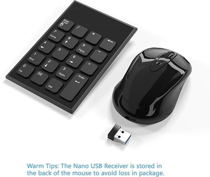 Wireless Number Pad and Mouse Combo,KETAKY 2.4G Portable