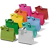 Vitalizart Paper Gift Bags With Ribbon Handles Set of 10 Assorted Colors Bulk Reusable For Gift Wrap Girls Kids Birthday Brid