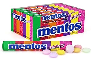 Mentos Chewy Mint Candy Roll, Rainbow, Non Melting, Party, 14 Pieces (Bulk Pack of 15)