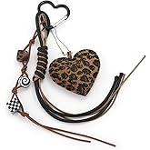 Disengor Leopard Print Heart Bag Charms for Handbags - Y2k Purse Charms Keychain with Braided Design - Bag Accessories Gifts (Leopard)