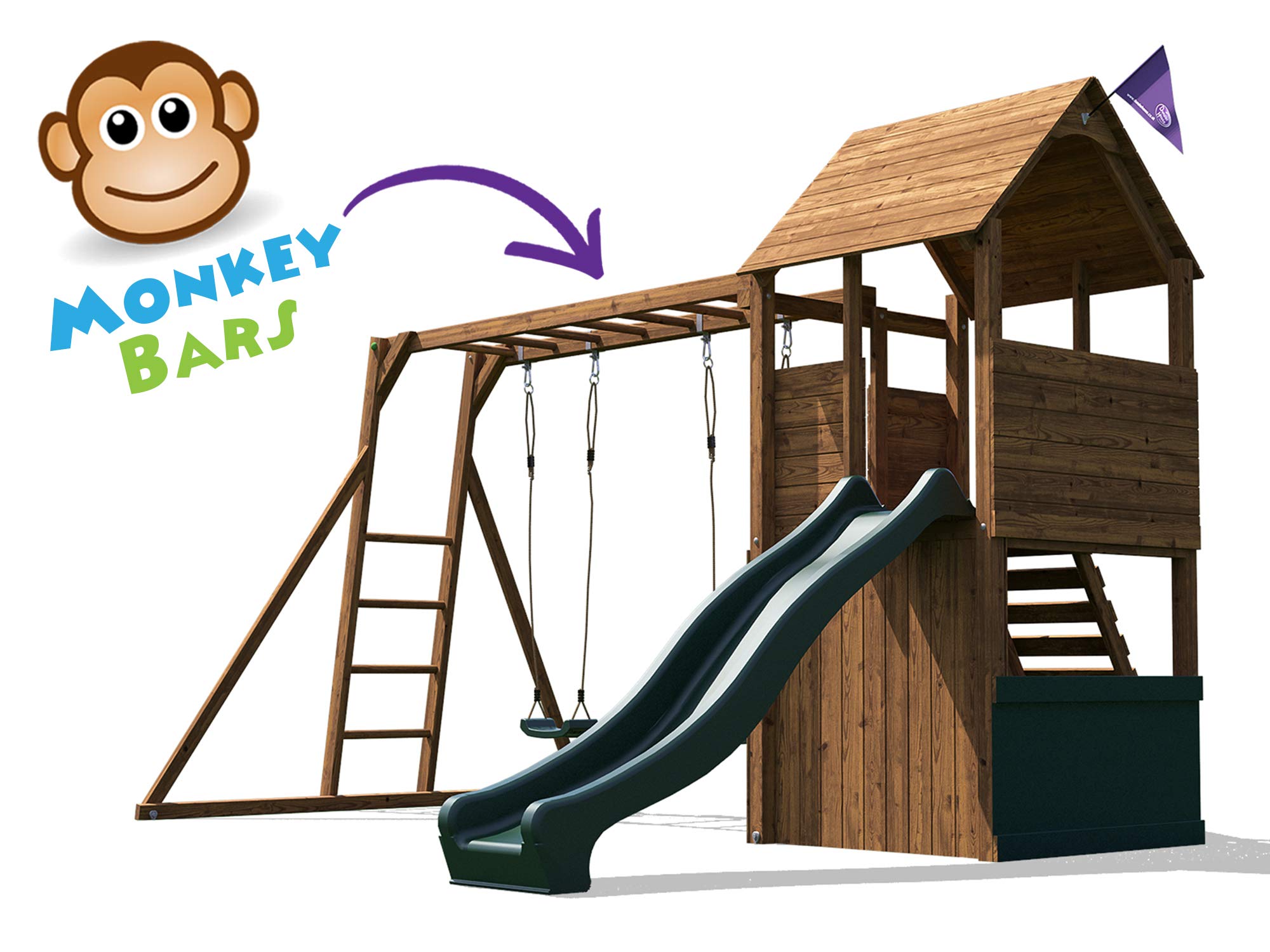 wooden playhouse climbing frame