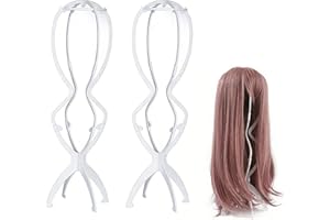 Tibapla 2 Pcs Adjustable Wig Stands, 13.7-19.7 Inch Tall Wig Stands, Portable Folding Wig Head Stand, Trave Wig Display Stand
