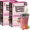 Pocas Bubble Tea Kit, Strawberry 2-Pack – Instant Milk Tea Powder with Authentic Tapioca Pearls for Instant Bubble Tea, 10 Kits