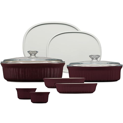CorningWare Ceramic Bakeware Set with Lids, Chip and Crack