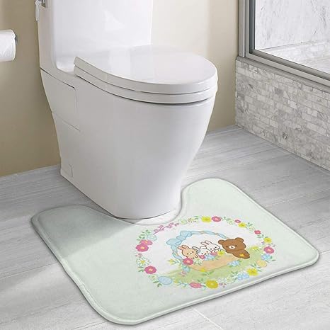 Amazon U字型 バストイレマット リラックマ 花柄 トイレマット おしゃれ 人気 かっこいい 滑り止め 拭ける 抗菌 撥水 速乾 アニメ キャラクター グッズ 雑貨40 49cm トイレマット タンクカバー ホーム キッチン オンライン通販