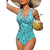 Holipick Women Tummy Control One Piece Swimsuit - Push Up Bathing Suit Full Coverage Slimming Swimwear