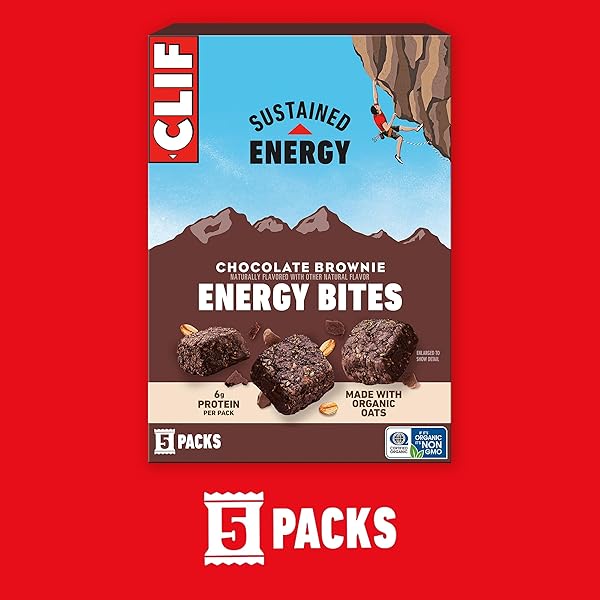 CLIF BAR ENERGY BITES – CHOCOLATE BROWNIE – MADE WITH ORGANIC OATS – 6G PLANT BASED PROTEIN – NON-GMO (5 PACKS)