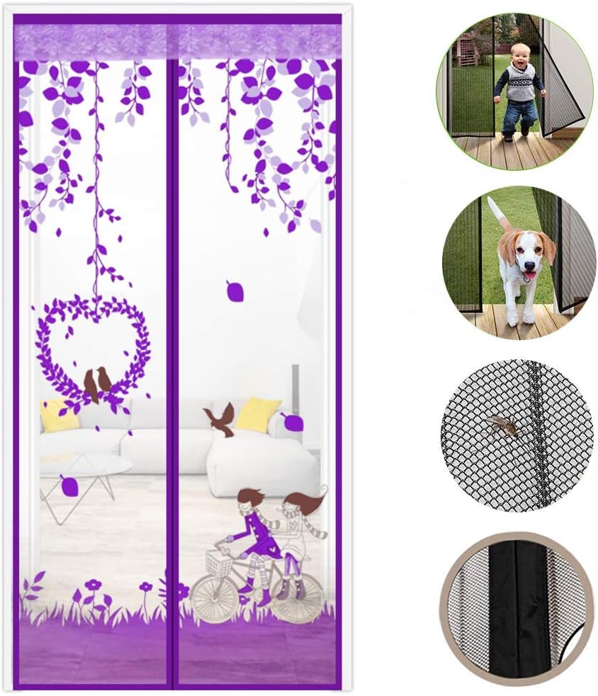 JFFFFWI Impresión de Puerta con mosquitera magnética, potentes imanes