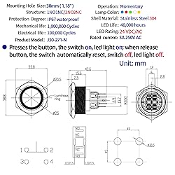 Big Momentary Push Button Switch 30mm 1.18in