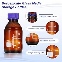 PATIKIL 8 Pack Reagent Media Storage Bottles, 500ml