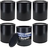 Master Elite 1 Quart Empty Plastic Paint Can Bucket, Pack of 6 - Triple Lock Airtight Lid Seal, 32 fl. oz. All-Plastic Coating Storage Container Can - Pail Handle, Dent & Rust Proof, Odor Resistant