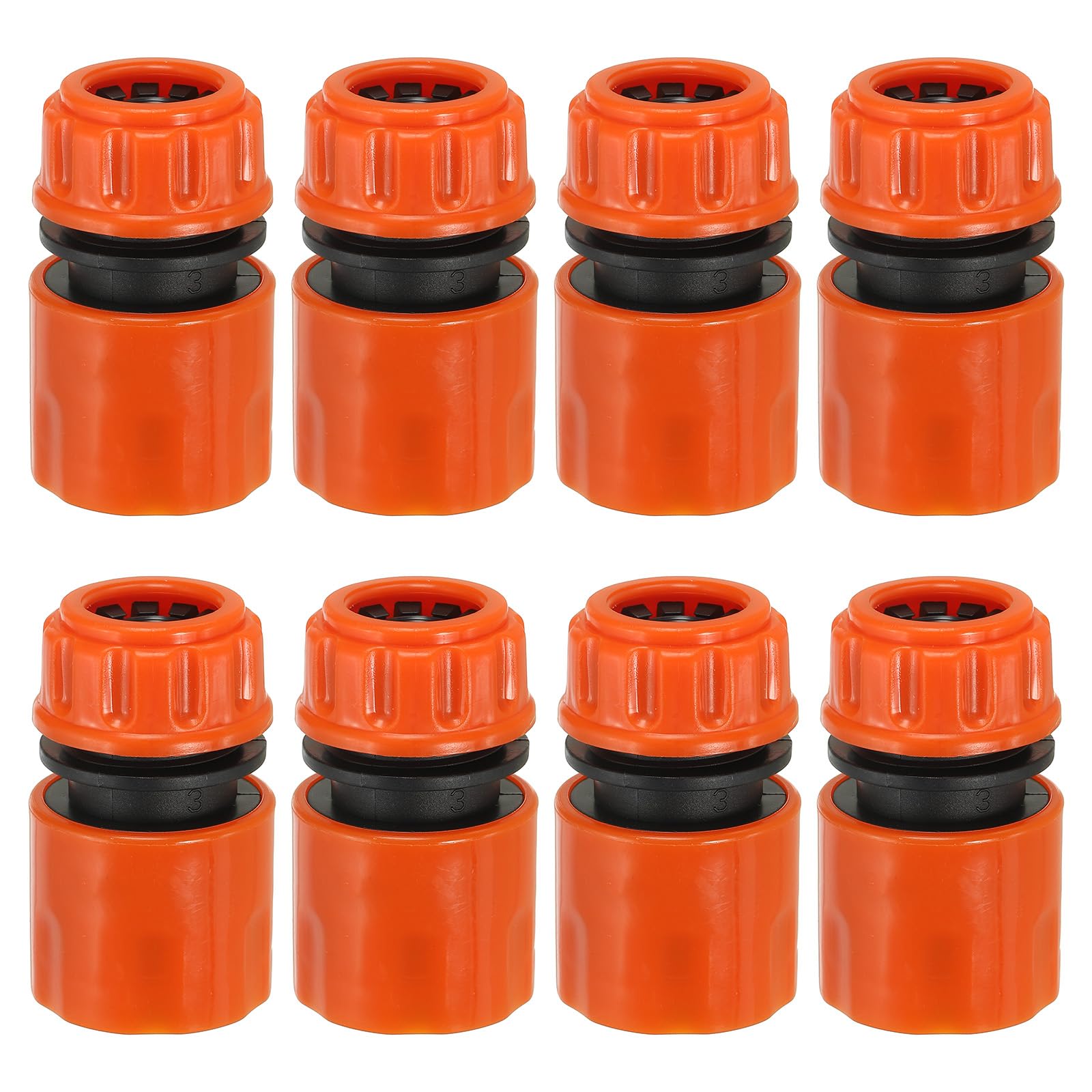 PATIKIL 1/2" Garden Hose Quick Connector Repair Extender, 8 Pcs Plastic Garden Water Hose Connectors Fittings Leakproof Design, Orange
