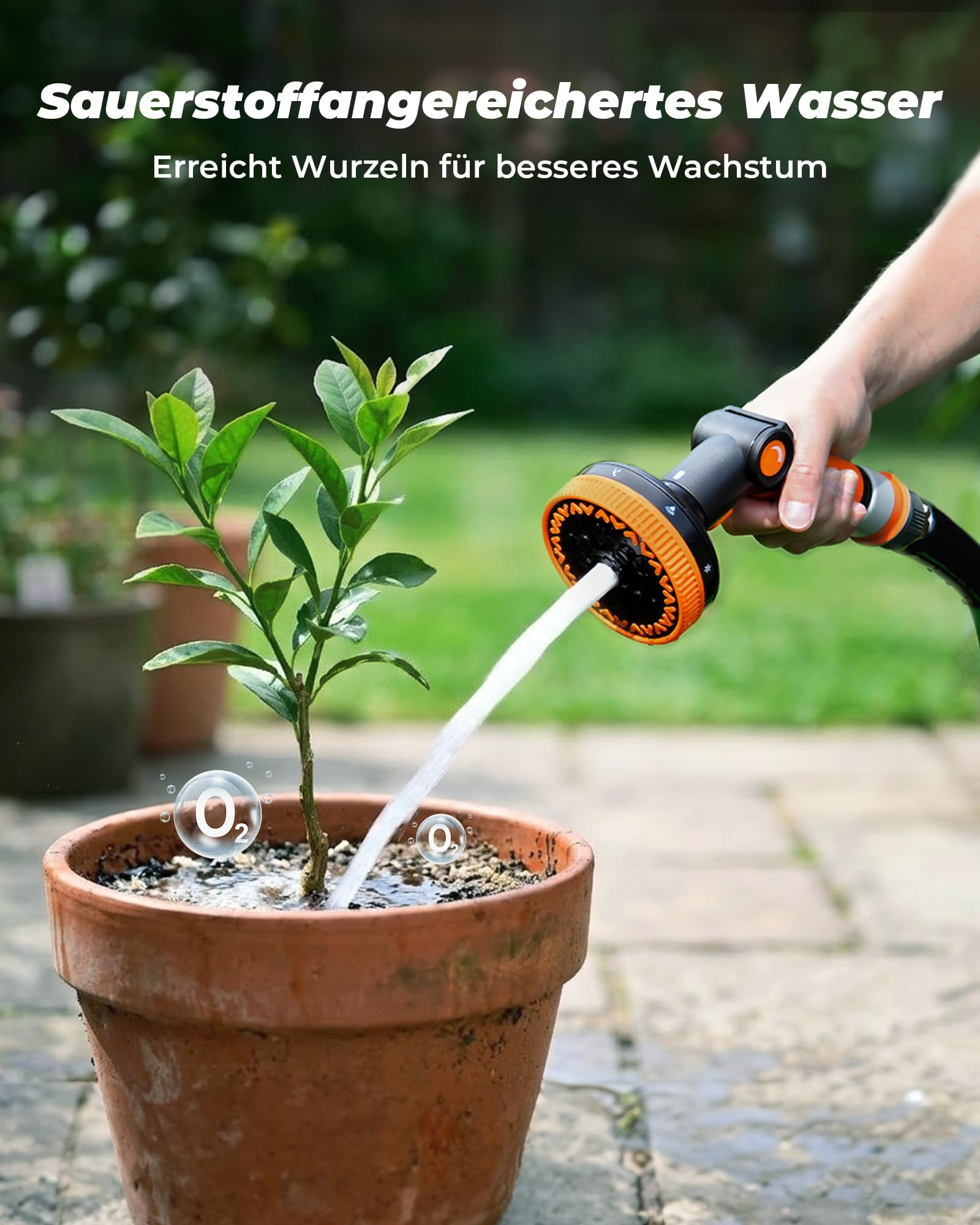 RAINPOINT Gartenbrause, Hochdruck Gartenschlauch Spritze mit 8 Bewässerungsmuster, Daumensteuerung, Schlauchdüse für Pflanzen Bewässerung, Rasenflächen, Autowaschen, Haustierdusche 5