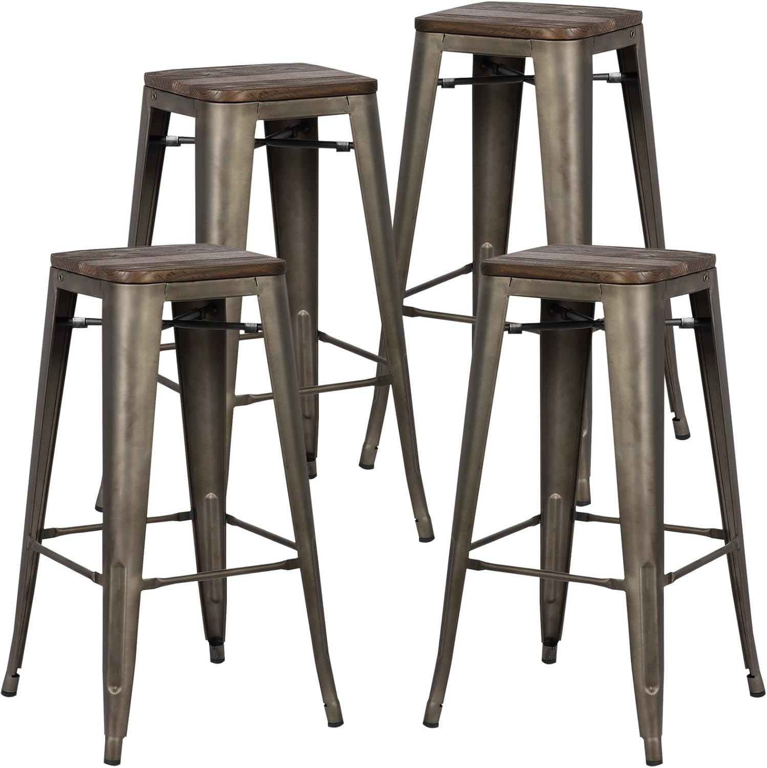 Best wood seat iron base bar stool