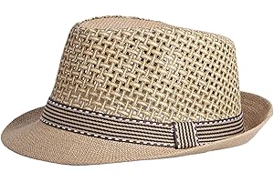 Fedora Hats For Men Hat Breathable Structured Straw Fedora Hats with Sweat-Absorbing Liner Rustic Packable for Men, Women Ver