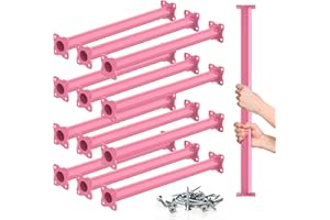Sulythw 12 Pcs Monkey Bars Ladder Rungs Hardware Kit for Backyards Indoor Outdoor Kids Climbing Metal Monkey Bar Playground Equipment Swing Set Accessories (Pink, 16.5 Inch)