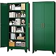 RISTERN Green Metal Storage Cabinet,75" Steel Cabinets for Home Office, Kitchen Pantry Storage Cabinet with Doors and 5 Adjustable Shelves, Tool Cabinets, for Office, Home, Garage, School