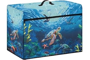 Kathyboom Sea Turtle Foldable Sewing Machine Cover Protective Cover with Essentials Pockets for Sewing Accessories,Sewing Machine Dust Cover Machine Washable Home Decor