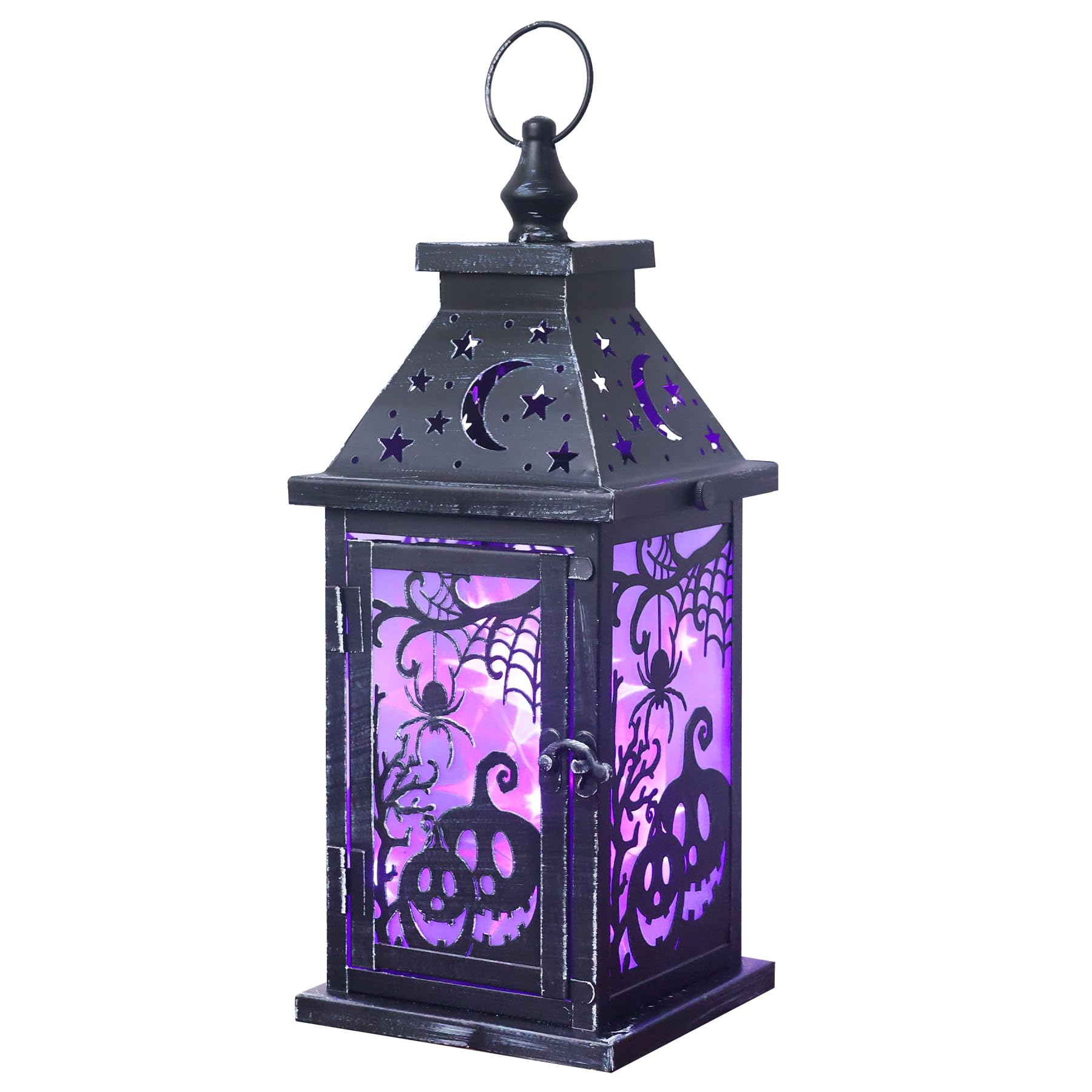 Photo 1 of DECORKEY Halloween Decorations Indoor, 14.7" Decorative Spider&Pumpkin Candle Lantern with 78" LED Lights(8 Modes), Hanging Spooky Halloween Lanterns, Outdoor Home Room Door Party Decor