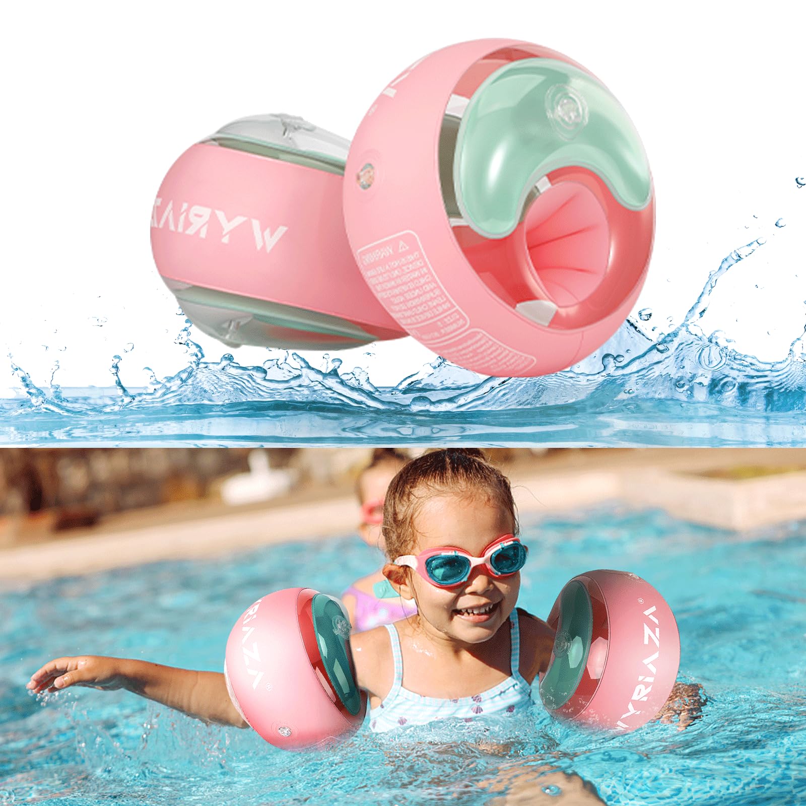 LOOWARTS Schwimmflügel Kinder 3 4 5 6 Jahre, Schwimmhilfe Kinder 3-6 Jahre, Aufblasbarer Schwimmhilfe Rund für Babys von 15-25 KG，Schwimmärmel Sicherheits System mit 3 Luftkammern.