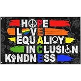 Hope Love Equality Inclusion Kindness Flag 3x5 Ft Outside Peace Garden Yard Banner Outdoor Decorative Sign