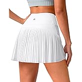 SANTINY 14" Tennis Skirt Skorts for Woman Pleated High Waited Skirts with Built-in Shorts Athletic Golf Skort