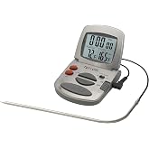 Taylor Precision Products Programmable with Timer Instant Read Wired Probe Digital, Meat, Food, Grill BBQ Cooking Kitchen Thermometer, Stainless Steel