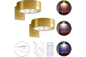 KANDICYAR Rechargeable Battery Picture Light, Led Painting Light with Remote Control Dimmable and Timer, 3 Lighting Modes Magnetic Art Display Light for Paintings, Wireless Wall Decor Puck Light, Pack of 2