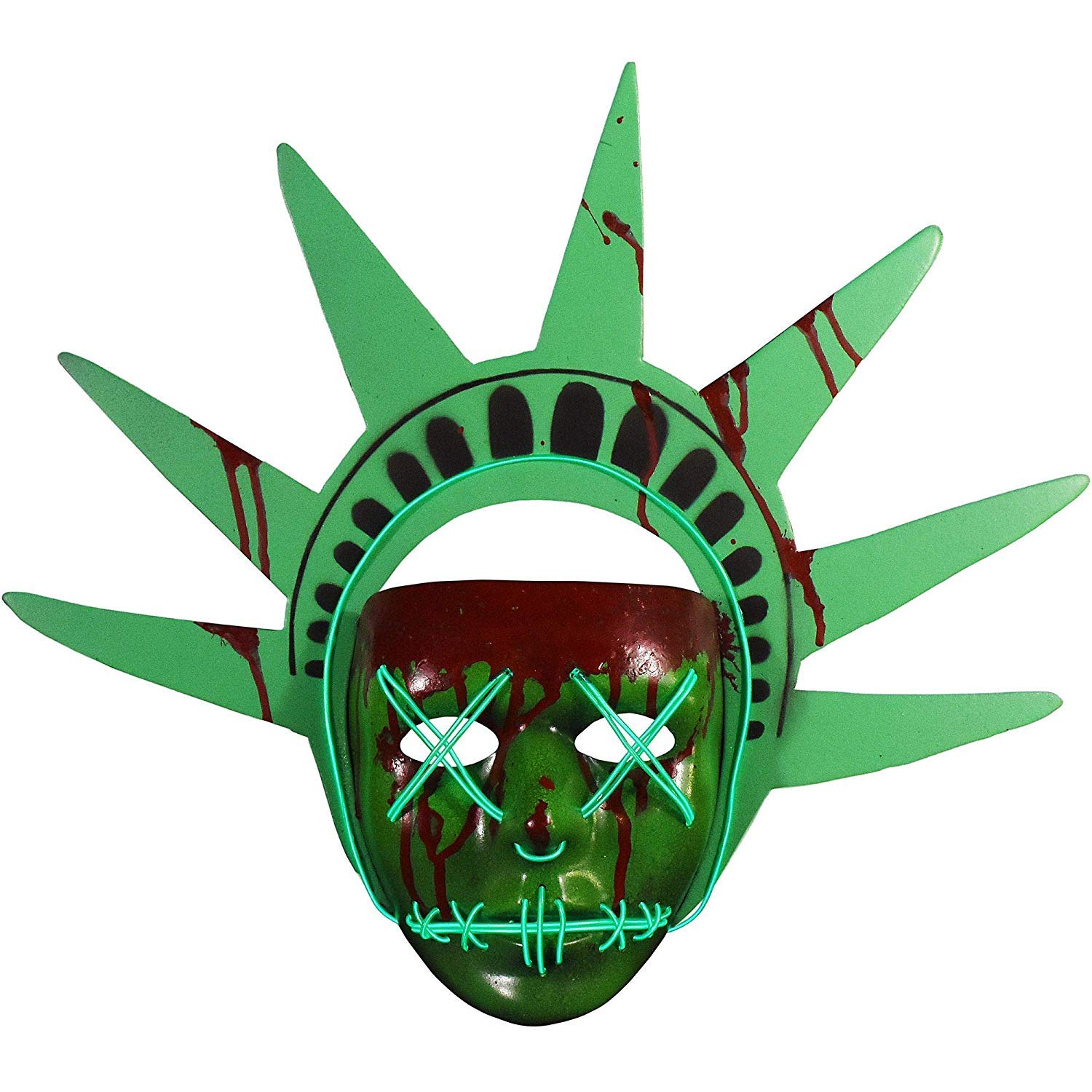 Trick Or Treat Studios The Purge Election Year Lady Liberty Adult Light Up Injection Mask,Green