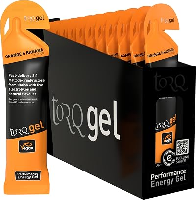 TORQ Running Gels with Electrolytes 30g Carbs Orange Banana 15 tubes