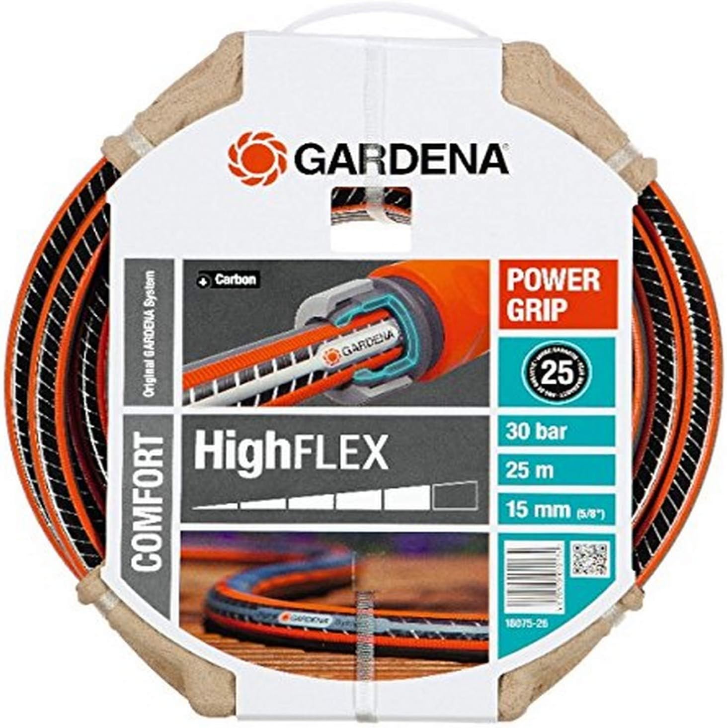 Gardena Manguera HighFlex diameter 15 mm Rollo de 25 m, Estándar, 15mm diameter, 25m length