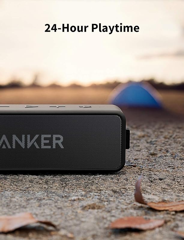 Alto-falante sem fio bluetooth anker soundcore 2, bateria de 24 horas, proteção à prova d'água ipx7, graves enormes com drivers de graves duplos