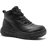 Men's Orthopedic Diabetic Winter Boots: Wide Toe Box Dress Comfortable Arch Support Plantar Fasciitis Leather Oxfords Walking Shoes, Casual Warm Ankle Mid Boots for Foot and Neuropathy Pain Relief