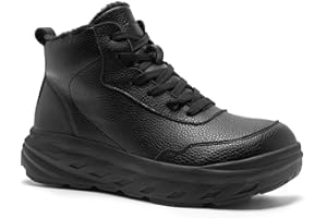 ORTHOCOMFOOT Men's Orthopedic Diabetic Winter Boots: Wide Toe Box Dress Comfortable Arch Support Plantar Fasciitis Leather Oxfords Walking Shoes, Casual Warm Ankle Mid Boots for Foot and Neuropathy Pain Relief