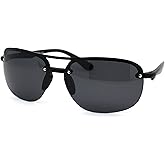 Polarized Mens Classic 90s Half Rim Rimless Style Racer Sunglasses