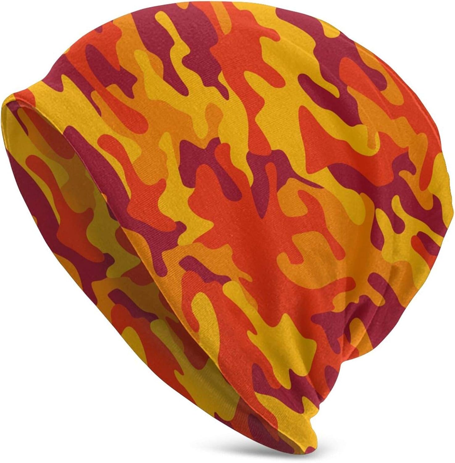 Gianlaima Camouflage Camo Yellow Orange Slouchy Beanies Knitted Hat